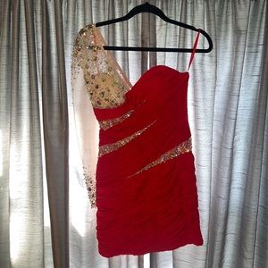 One Shoulder Rhinestone Bodycon Dress